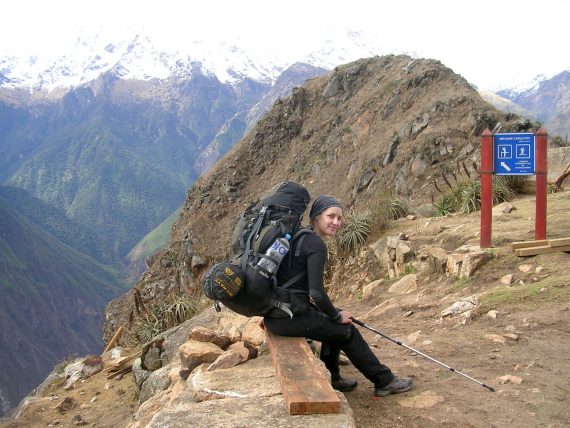 Mein schwerer Rucksack und ich am Choquequirao Trek in Peru