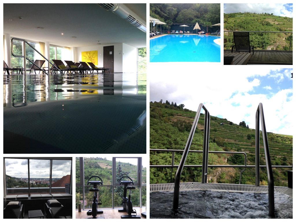 Innen-, Aussenpool, Sauna, Ruhezone, Fitnessraum & Whirlpool des Steigenberger Hotel Krems