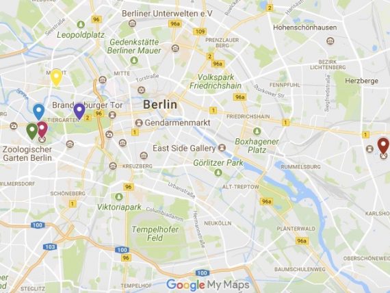 Screenshot von Google My Maps: Straßenkarte für Tierpark, Zoo, Tiergarten.