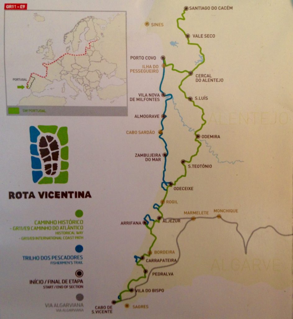 Überblick Wanderwegenetz Rota Vicentina